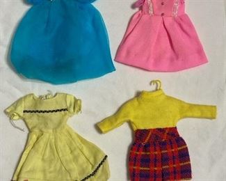 Vintage Barbie, Skipper, and Mego doll clothes