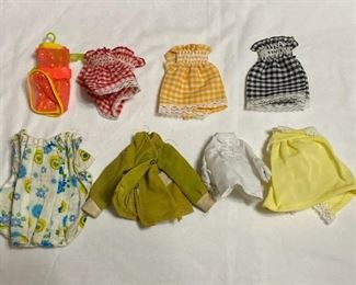 Vintage Barbie, Skipper, and Mego doll clothes