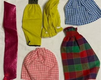 Vintage Barbie, Skipper, and Mego doll clothes