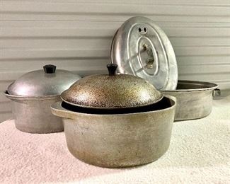 24.	Lot 3 piece vintage cookware (roasting pan, 2 covered casseroles) $24 - 