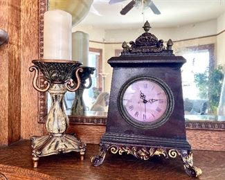 28.	Replica composite clock battery operated with one candlestick $40