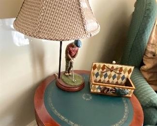 38.	Golfer lamp 22 ½”T & trinket box		$40 