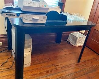 72.	Black formica top table with modern legs 3’ x 4’L $110