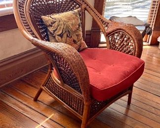 83.	Wicker armchair 34”W side to side x 38”H x 38”D 			$110