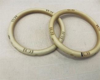 Fabulous carved cream bakelite set