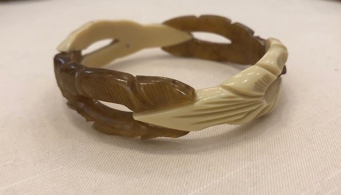 carved and multi slashed bakelite bracelet