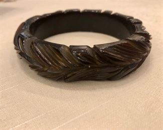 heavy carved bakelite bangle 
