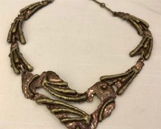 Brutalist mixed metal necklace