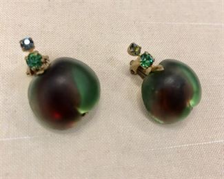 iridescent with crystals clip on earrings