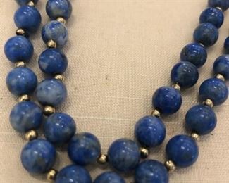 Lapis lazulli heavy necklace with 14 kt gold spacers and clasp