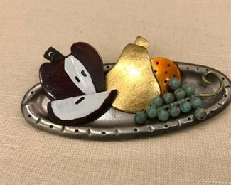 chicken scratch enamel still life pin