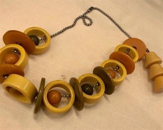 ball/ring, bakelite disc necklace on ball chain!