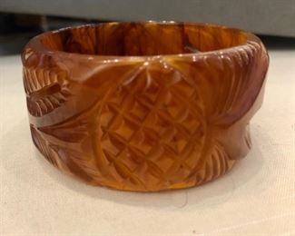 translucent pineapple wide bakelite bracelet