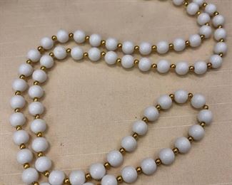 14 kt gold spacers and clasp  with white beaded necklace