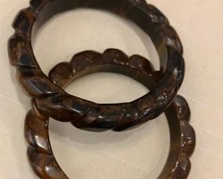 2 chocolate marbeled carved rope bracelets