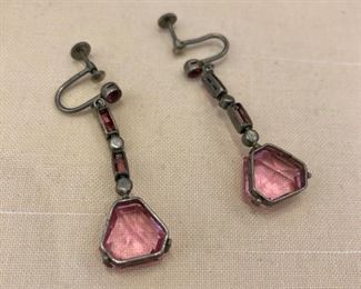 pink crystal dangle earrings