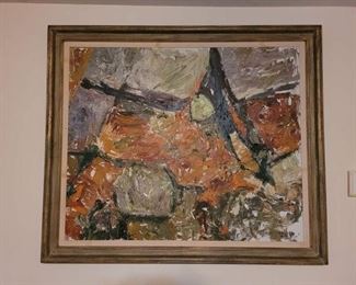 Very Cool 1960's Abstract Signed Oil.