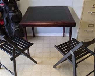 Folding card table and 2 chairs