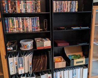 Shelves, office supplies, movies