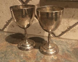 Sterling Silver, 2 Goblets from Taxco. Stamped Mexican Silver and Taxco, 5 1/4" tall
