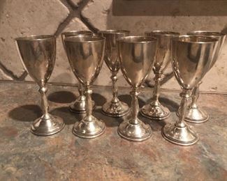 Sterling Silver 8 Small Goblets from Mexico. Stamped .925 “hecho en México", 4.25" tall