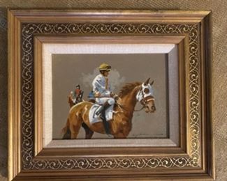 'Steeplechase Jockeys' Oil Larry Dodd Wheeler