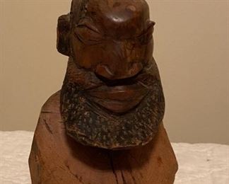 Interesting Carved Wooden Bust