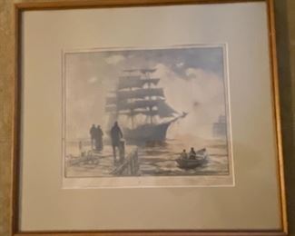 'Making Port' Lithograph Gordon Grant