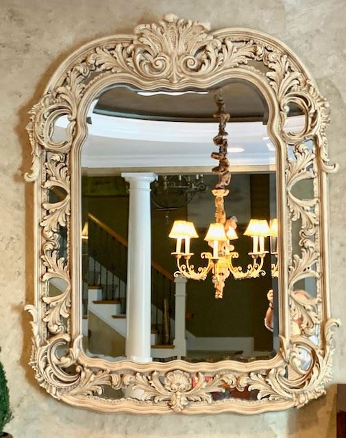 Carved mirror - 43"w x 54" h. Beveled.