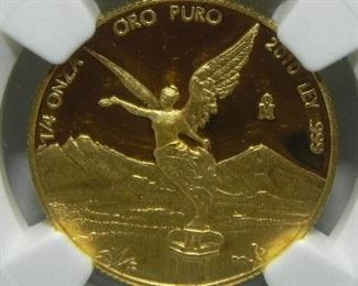 Certified 2010 MO Mexico G 1/4oz .999 Gold Libertad Coin, NGC Grade: PF68 Ultra Cameo