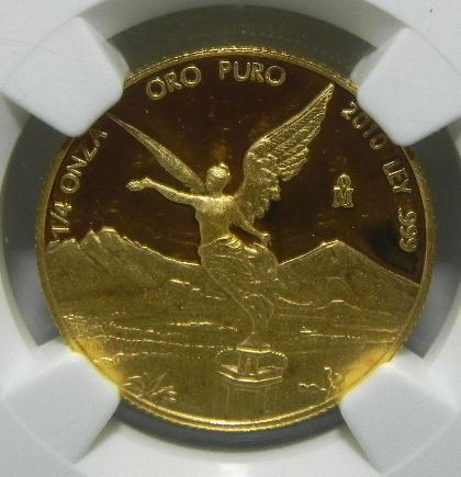 Certified 2010 MO Mexico G 1/4oz .999 Gold Libertad Coin, NGC Grade: PF68 Ultra Cameo