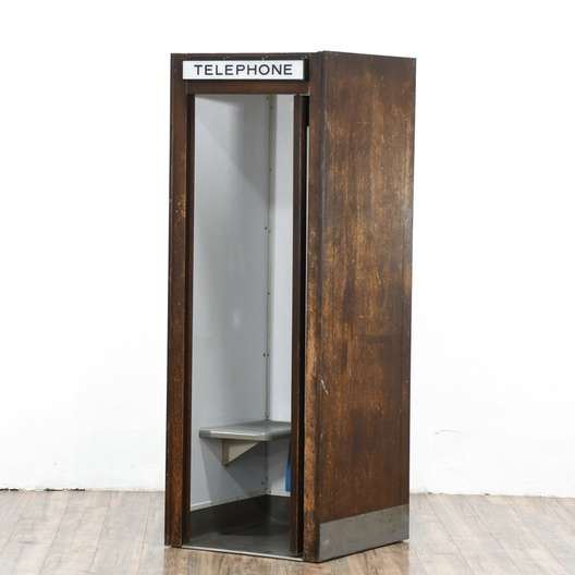 Large, Heavy 1960 Airport Telephone Booth With Phone