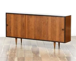 Sleek Vintage Danish Modern Wooden Credenza Cabinet