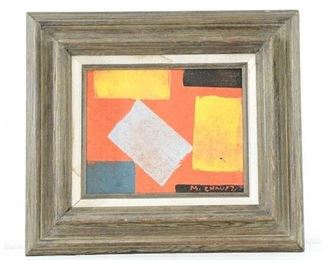 M Chavez Abstract Bright Rectangles Painting On Board