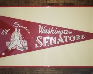 Vintage framed Washington Senators pennant