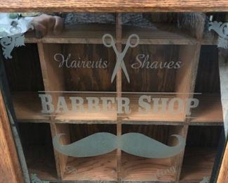 Oak Barber Shaving Mug Cabinet, P.W. Miller & Sons, Columbia, IL