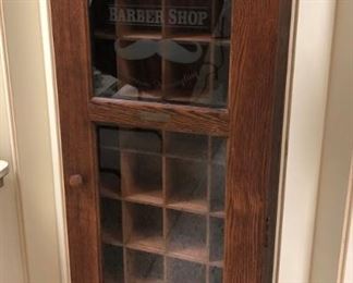 Oak Barber Shaving Mug Cabinet, P.W. Miller & Sons, Columbia, IL