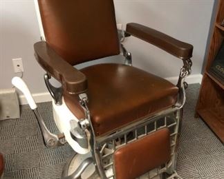 Emil J. Paidar Barber Company, Chicago, IL Barber Chair, Includes Attached Barbers Shaving Swivel Stool