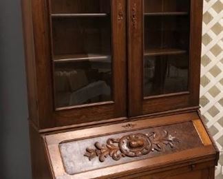 Walnut 2 Piece Drop Front Secretary