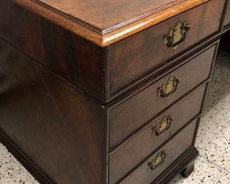 Period Walnut Burled Desk (circa 1790-1820) Period Hardware