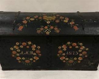 Paint Decorated Immigrants Trunk, Dated 1873