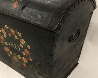 Paint Decorated Immigrants Trunk, Dated 1873