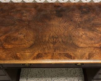 Period Walnut Burled Desk (circa 1790-1820) Period Hardware