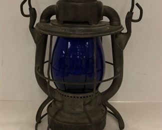 G.M. & O. Railroad Lantern With Blue Globe