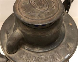 G.M. & O. Railroad Lantern With Blue Globe