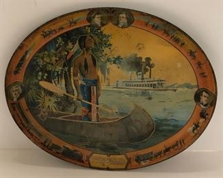 Rare 1904 St. Louis World's Fair Tray With Indian In Canoe, Lewis & Clark, Jefferson, Napolean