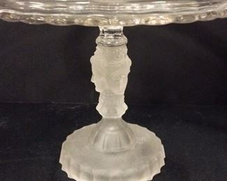 EAPG (Early American Pattern Glass) "Three Faces" Cake Stand By Duncan And Sons circa 1878-1892