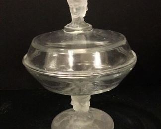 EAPG (Early American Pattern Glass) "Three Faces" Covered Compote By Duncan And Sons circa 1878-1892