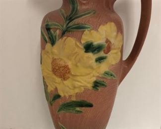 Tall Roseville Pottery "Peony" Ewer