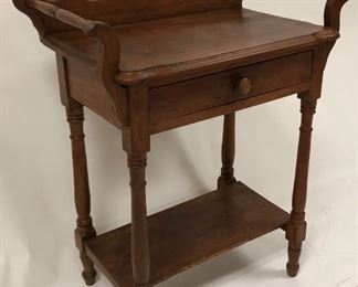 Walnut Open Style Washstand W/ Drawer & Towel Bars